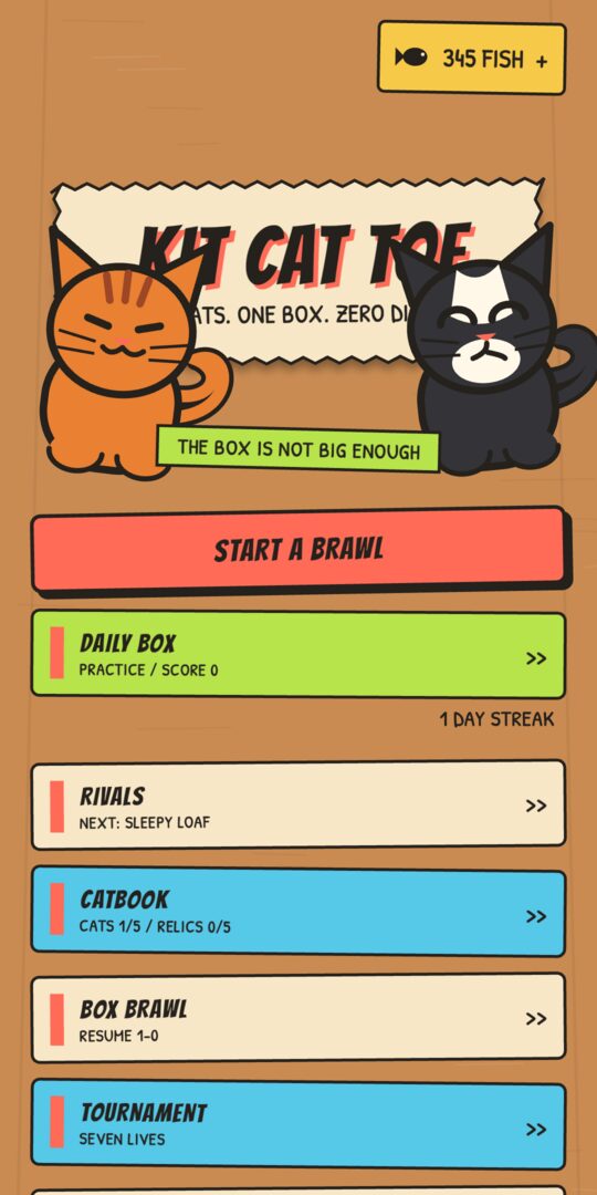 Kit Cat Toe main menu